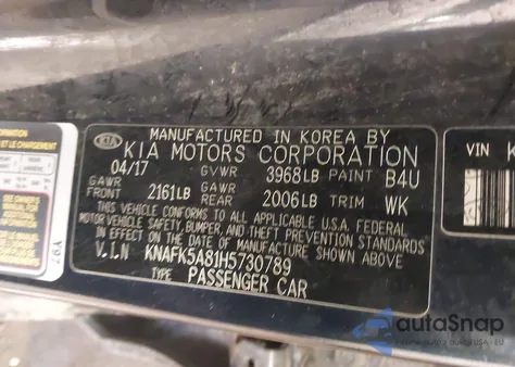 2017 Kia Forte Lx z USA, uszkodzony, nr VIN KNAFK5A81H5730789